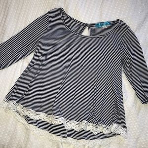 Blue and White Striped Blouse